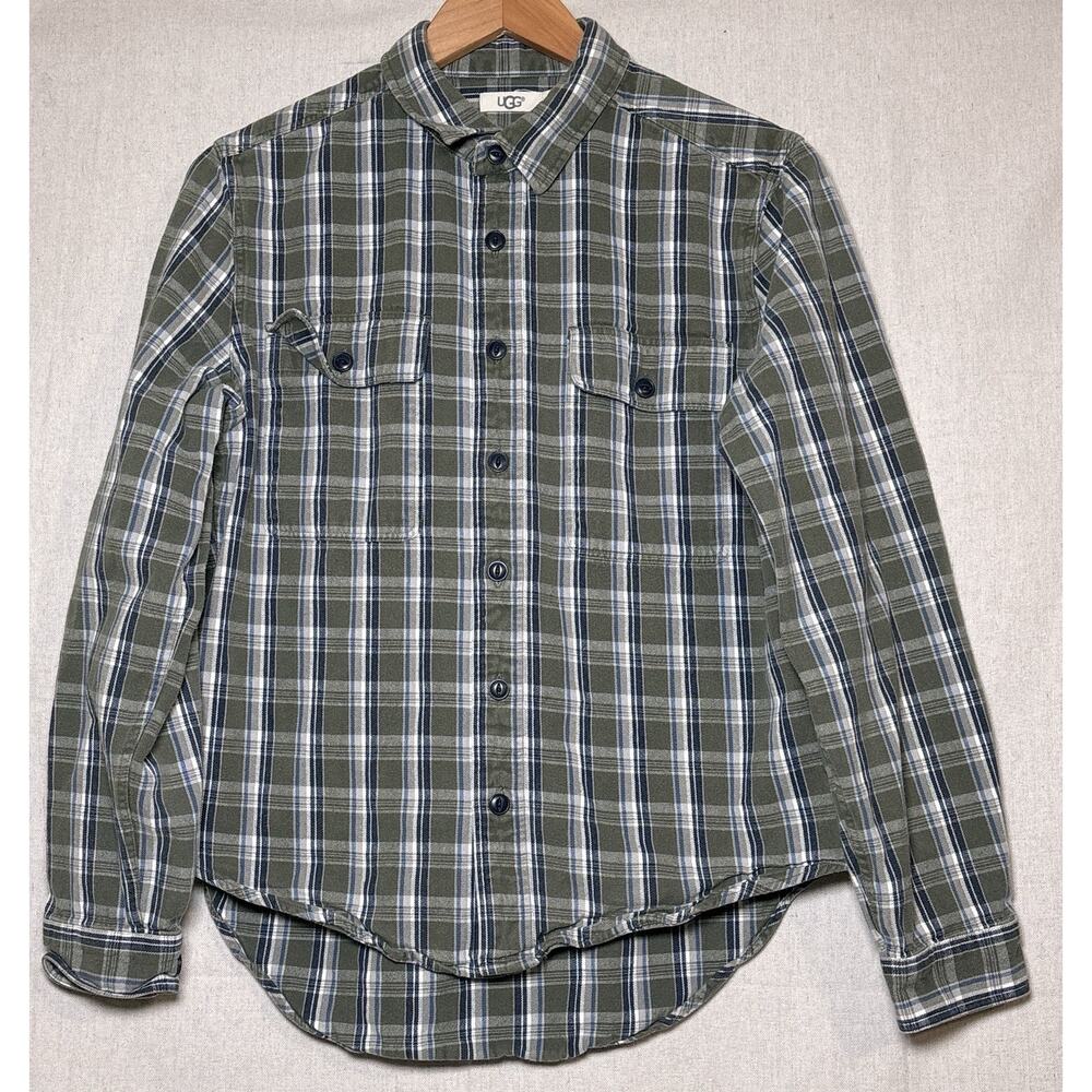 UGG Plaid Flannel Anders Button Down Long‎ Sleeve Shirt Mens S Green Blue